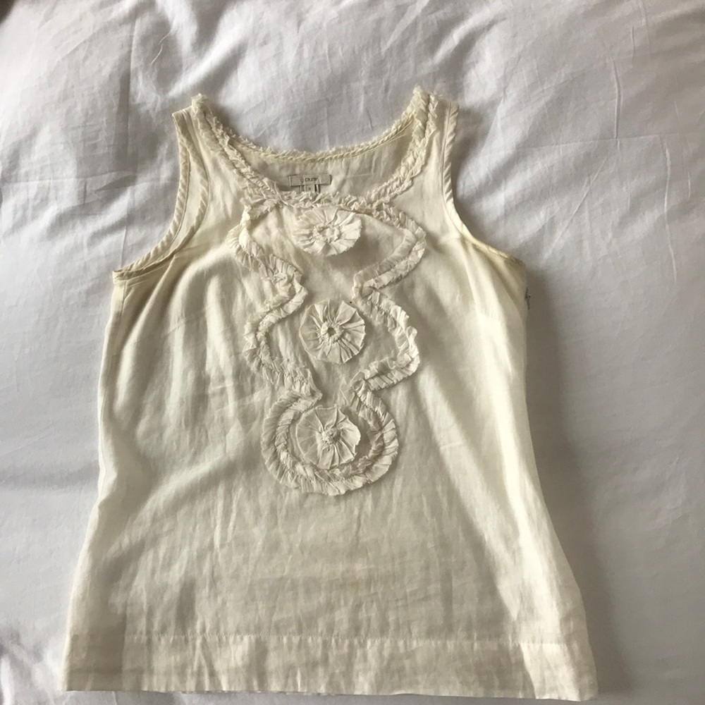 JCrew Off-white Embellished Top Size 0